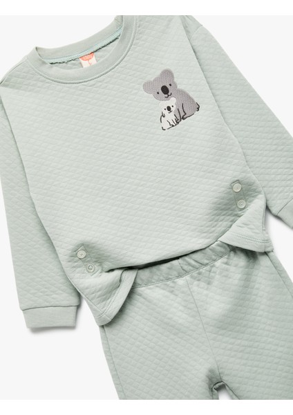 Kapitoneli Uzun Kollu Bisiklet Yaka Koala Nakışlı 2'li Takım modelleri