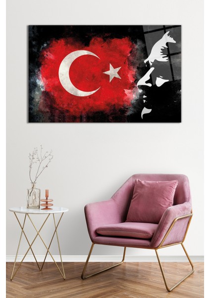 Mustafa Kemal Atatürk Türk Bayrağı Cam Tablo, Darbelere Dayanıklı Kırılmaz Cam, Hediyelik fiyatları