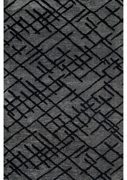 Geometrik Antrasit Pamuk Kare Modern Desenli Pamuk Makinada Yıkanabilir Hav Toz Vermez Leke Tutmayan Kaymaz Taban Dijital Makine Baskı Salon Yolluk Mutfak Halı