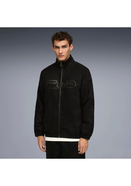 Erkek Siyah Puma T7 Suede Track Jacket Siyah Erkek Fermuarlı Ceket