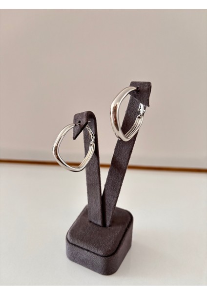 Paslanmaz Çelik Kare Formlu Halka Küpe – Kararmayan Modern Kadın Küpe