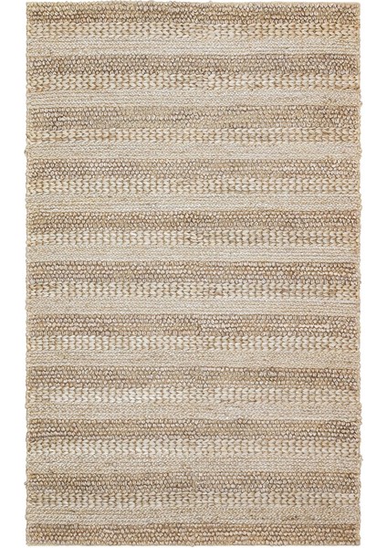 Gainesville Çizgili Gri Jüt Dikdörtgen Modern Desenli Akrilik Hav Vermeyen Leke Tutmayan Kolay Temizlenen Yumuşak Makine Salon Yolluk Jüt Halı