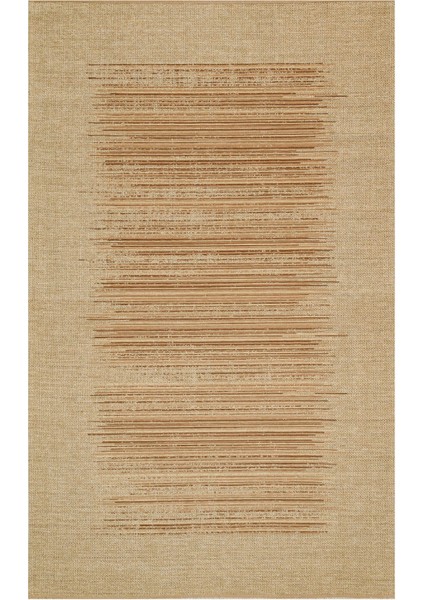 Feldbach Kahverengi Çizgili Etnik Modern Desenli Akrilik Hav Vermeyen Leke Tutmayan Kolay Temizlenen Yumuşak Makine Salon Yolluk Mutfak Halı