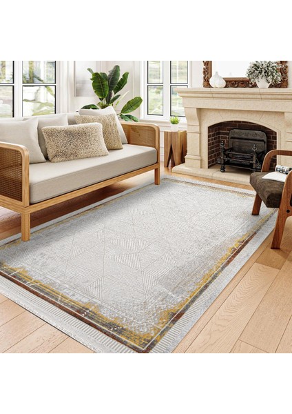 Geometrik Bakır Pamuk Dikdörtgen Modern Desenli Pamuk Makinada Yıkanabilir Hav Toz Vermez Leke Tutmayan Kaymaz Taban Dijital Makine Baskı Salon Yolluk Mutfak Halı fiyatları