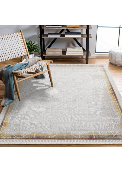 Geometrik Bakır Pamuk Dikdörtgen Modern Desenli Pamuk Makinada Yıkanabilir Hav Toz Vermez Leke Tutmayan Kaymaz Taban Dijital Makine Baskı Salon Yolluk Mutfak Halı modelleri