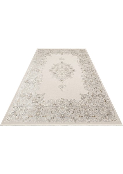 Leela Göbekli Gri Akrilik Dikdörtgen Modern Desenli Akrilik Hav Vermeyen Leke Tutmayan Kolay Temizlenen Yumuşak Makine Salon Yolluk Mutfak Halı