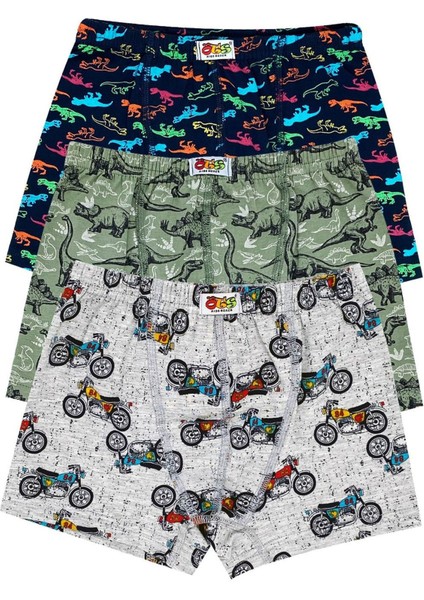 Erkek Çocuk Boxer 3'lü Baskılı (%96 Pamuk - %4 Elastan)