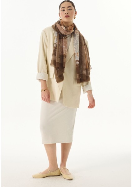 Faylinn Sarmaşık Desen Kahve-Vizon Pamuklu Şal modelleri