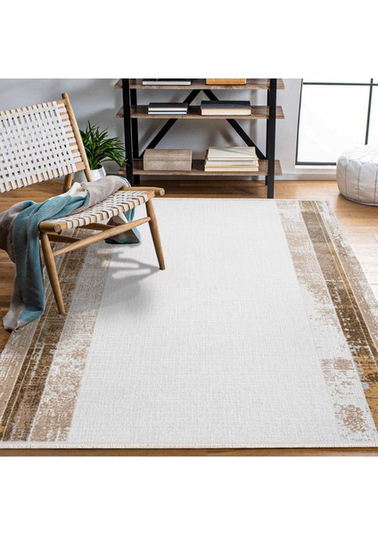 Çerçeveli Krem Pamuk Dikdörtgen Modern Desenli Pamuk Makinada Yıkanabilir Hav Toz Vermez Leke Tutmayan Kaymaz Taban Dijital Makine Baskı Salon Yolluk Mutfak Halı fiyatları