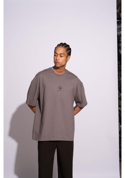 Erkek Oversize T-Shirt Ra Gri modelleri