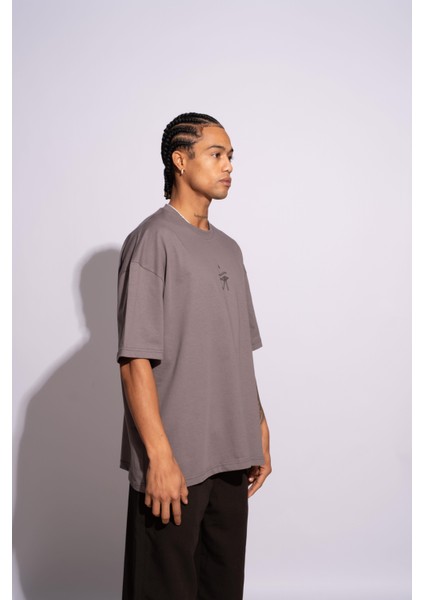 Erkek Oversize T-Shirt Ra Gri fırsatları