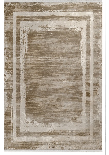 Hosur Çerçeveli Bej Akrilik Dikdörtgen Modern Desenli Akrilik Hav Vermeyen Leke Tutmayan Kolay Temizlenen Yumuşak Makine Salon Yolluk Mutfak Halı