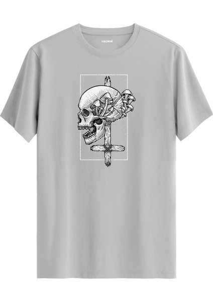 Kurukafa ve Mantar Tasarımlı Gotik Sanat Çizimli Sokak Stili Tişört