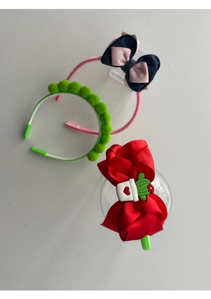 Renkli Fiyonk Detaylı Kız Çocuk Taç Seti – 3'lü Sevimli ve Şık Saç Aksesuarları