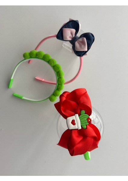 Renkli Fiyonk Detaylı Kız Çocuk Taç Seti – 3'lü Sevimli ve Şık Saç Aksesuarları fırsatları