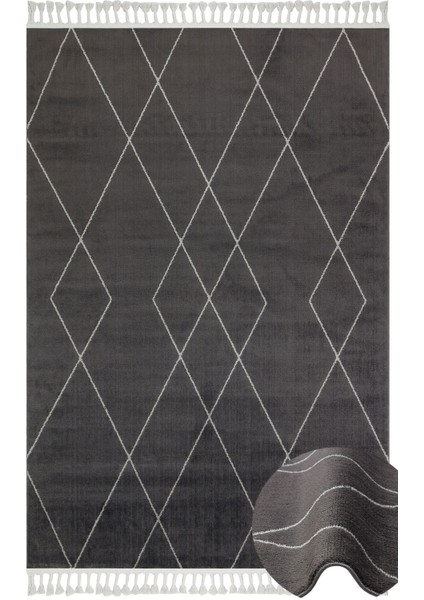 Modena Siyah Geometrik Etnik Modern Desenli Mikro Hav Vermeyen Leke Tutmayan Kolay Temizlenen Yumuşak Makine Salon Yolluk Mutfak Halı