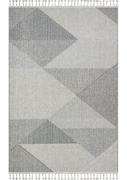 Abilene Gri Geometrik Etnik Modern Desenli Poliproplen Hav Vermeyen Leke Tutmayan Kolay Temizlenen Yumuşak Makine Salon Yolluk Mutfak Halı