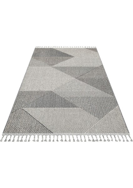 Abilene Gri Geometrik Etnik Modern Desenli Poliproplen Hav Vermeyen Leke Tutmayan Kolay Temizlenen Yumuşak Makine Salon Yolluk Mutfak Halı modelleri