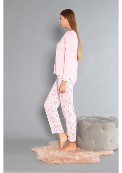 Uzun Kollu Patlı Pijama Takımı - Yazlık Çiçek Desenli Yumuşak Milan Kumaş - Poppy 59-02 (M, L, Xl, Xxl) fırsatları
