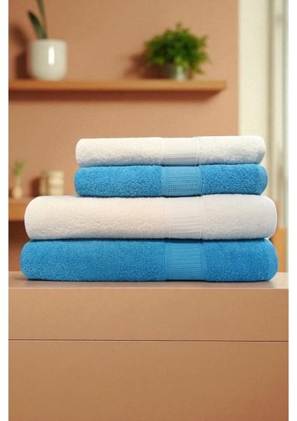 90X150 & 50X90 cm – Petek 4'lü Banyo Havlu Seti