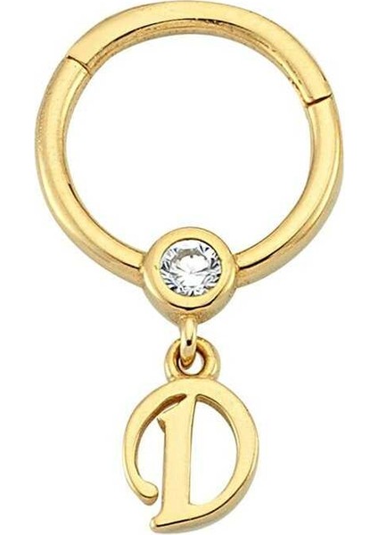 Taşlı D Harfi Sallantılı Helix Piercing