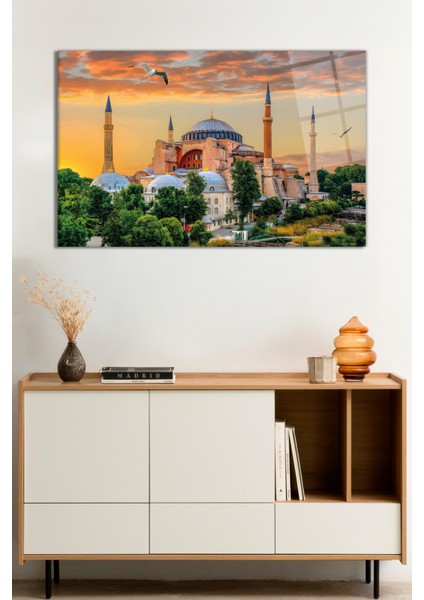 Istanbul Ayasofya Camii Manzarası Cam Tablo, Darbelere Dayanıklı Kırılmaz Cam, Hediyelik