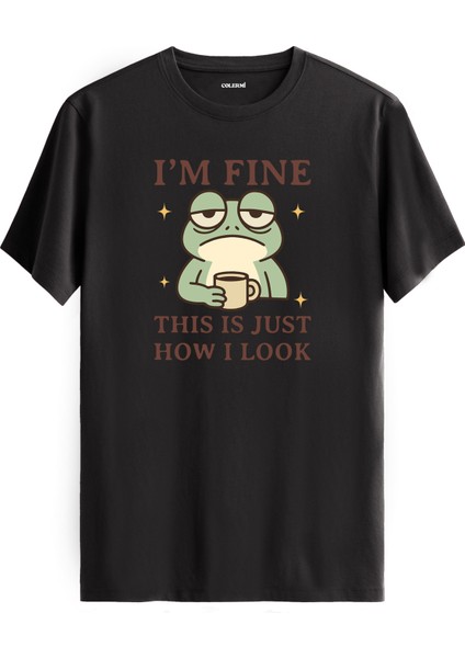 Mizahi Kurbağa Kahve Tasarımlı Eğlenceli Karakter %100 Pamuk Premium Kumaş