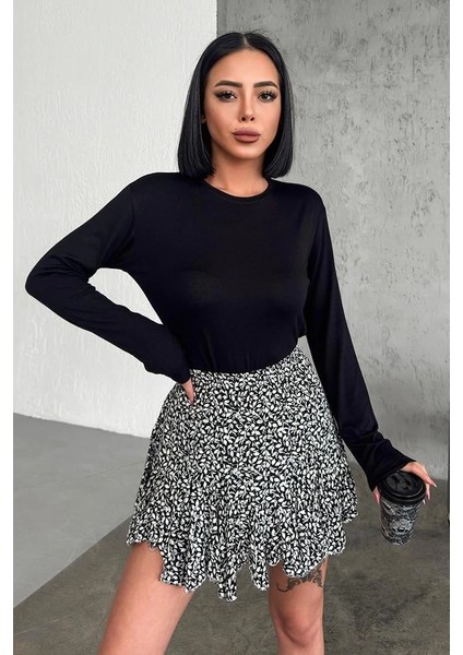 Rahat ve Şık Uzun Kollu Bisiklet Yaka Likralı Viskon Penye Body Siyah fiyatları