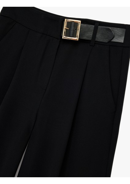 Kemer Detaylı Rahat Kalıp Krep Kumaş Palazzo Pantolon modelleri