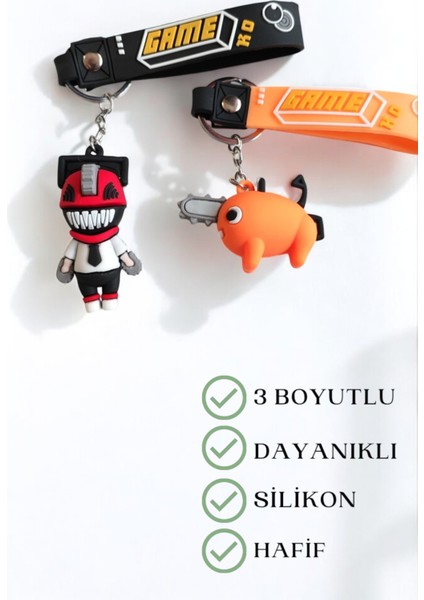 Chainsaw Man Japon Anime Denji(Chainsaw Devil Formu)Ve Pochita 3D Silikon Anahtarlık 2ADET fiyatları