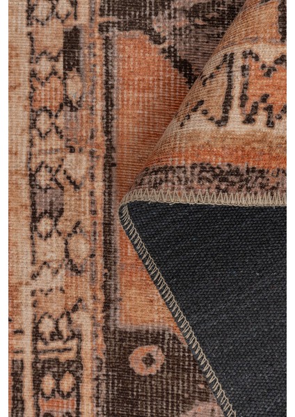 Praia Da Rocha Geometrik Turuncu Polyester Kare Modern Desenli Pamuk Makinada Yıkanabilir Hav Toz Vermez Leke Tutmayan Kaymaz Taban Dijital Makine Baskı Salon Yolluk Mutfak Halı fırsatları