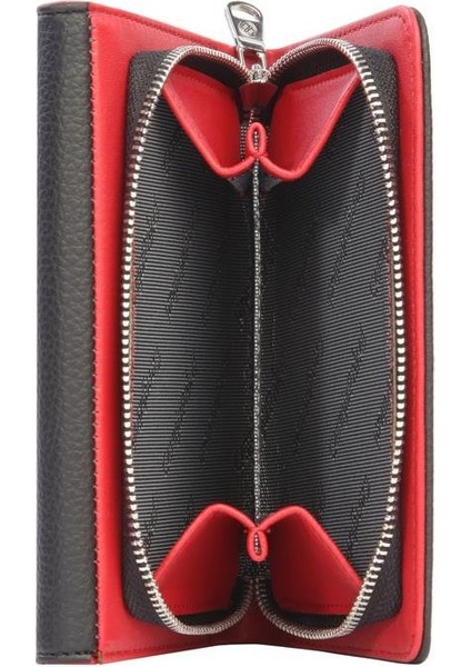 Orta Boy Mıknatıslı Kadın Cüzdan/portföy – 65296 - Siyah/kırmızı fiyatları
