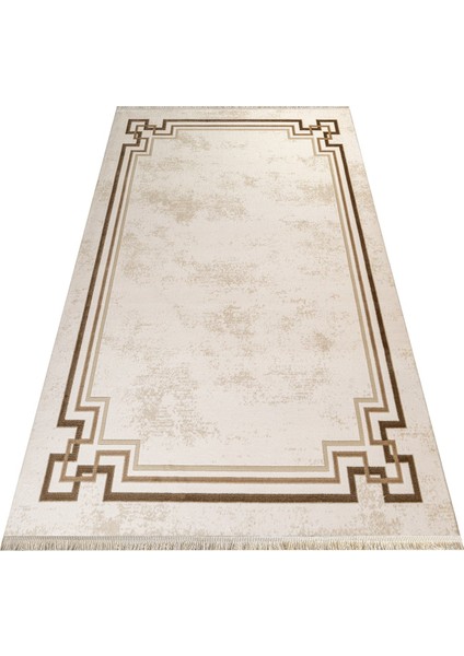 Roorkee Çerçeveli Bej Akrilik Dikdörtgen Modern Desenli Akrilik Hav Vermeyen Leke Tutmayan Kolay Temizlenen Yumuşak Makine Salon Yolluk Mutfak Halı fırsatları