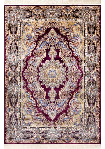 Klasik Bordo Viskon Dikdörtgen Modern Desenli Akrilik Hav Vermeyen Leke Tutmayan Kolay Temizlenen Yumuşak Makine Salon Yolluk Mutfak Halı