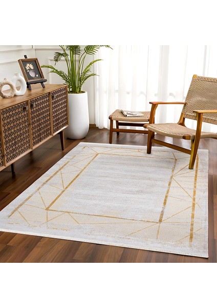 Sarı Geometrik Etnik Modern Desenli Pamuk Makinada Yıkanabilir Hav Toz Vermez Leke Tutmayan Kaymaz Taban Dijital Makine Baskı Salon Yolluk Mutfak Halı fiyatları