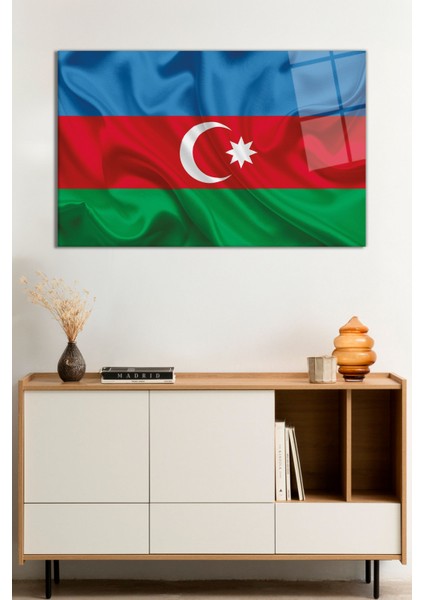 Azerbaycan Respublikası Bayrağı Cam Tablo, Darbelere Dayanıklı Kırılmaz Cam, Hediyelik