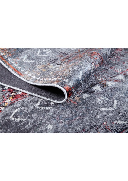 Chakwal Gri Modern Etnik Desenli Makinada Yıkanabilir Hav Toz Vermez Leke Tutmayan Kaymaz Taban Dijital Makine Baskı Salon Yolluk Mutfak Halı fırsatları