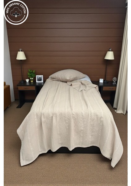 %100 Pamuk Tek Kişilik Bordürlü Pike Takımı (1ADET Pike 1ADET Yastık Kılıfı), Terletmeyen, Şık Tasarım fırsatları