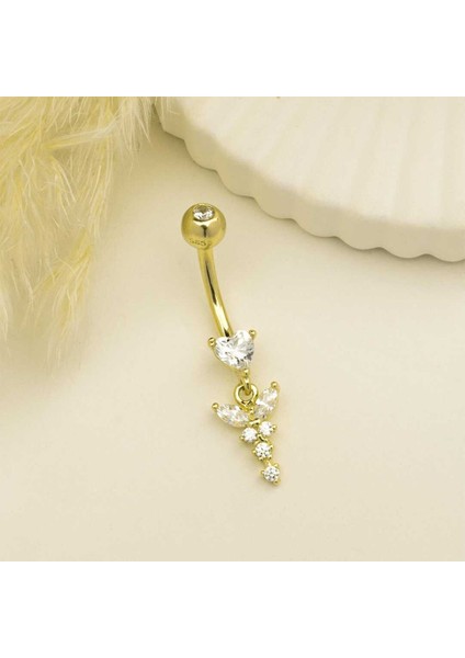 Kalp Taşlı Sallantılı Göbek Piercing