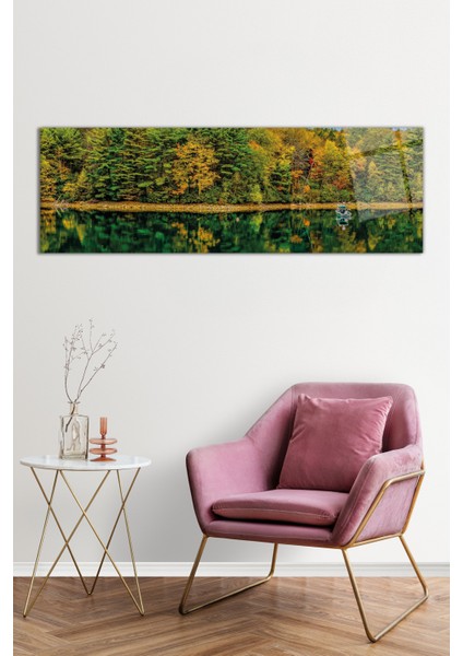 Orman Yeşillikleri Yansıması Panoramik Cam Tablo, Darbelere Dayanıklı Kırılmaz Cam, Hediyelik fiyatları