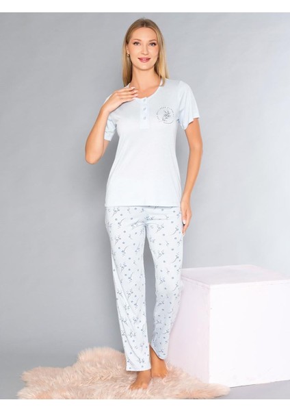 Kısa Kollu Patlı Pijama Takım - Yazlık Çiçek Desenli Yumuşak Milan Kumaş - M, L, Xl, Xxl Poppy 58-01 fiyatları