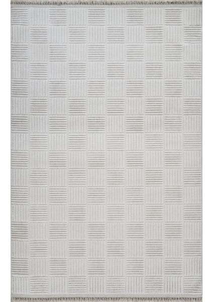 Krem Geometrik Etnik Modern Desenli Hav Vermeyen Leke Tutmayan Kolay Temizlenen Yumuşak Makine Salon Yolluk Mutfak Halı