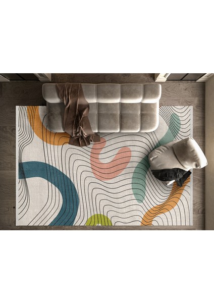 Modern Yeşil Pamuk Dikdörtgen Modern Desenli Pamuk Makinada Yıkanabilir Hav Toz Vermez Leke Tutmayan Kaymaz Taban Dijital Makine Baskı Salon Yolluk Mutfak Halı fiyatları