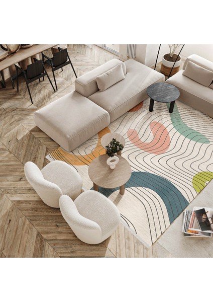 Modern Yeşil Pamuk Dikdörtgen Modern Desenli Pamuk Makinada Yıkanabilir Hav Toz Vermez Leke Tutmayan Kaymaz Taban Dijital Makine Baskı Salon Yolluk Mutfak Halı modelleri