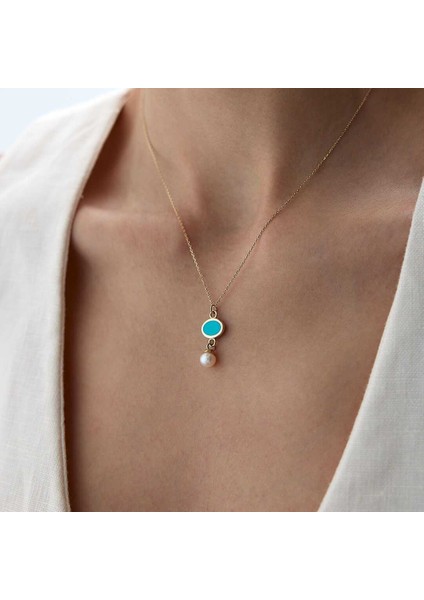 Aqua Mineli Inci Sallantı Kolye