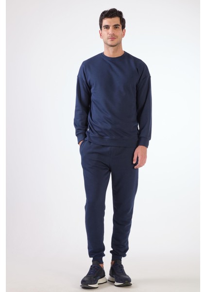 Lacivert Bisiklet Yaka Regular Fit Erkek Sweatshirt fırsatları