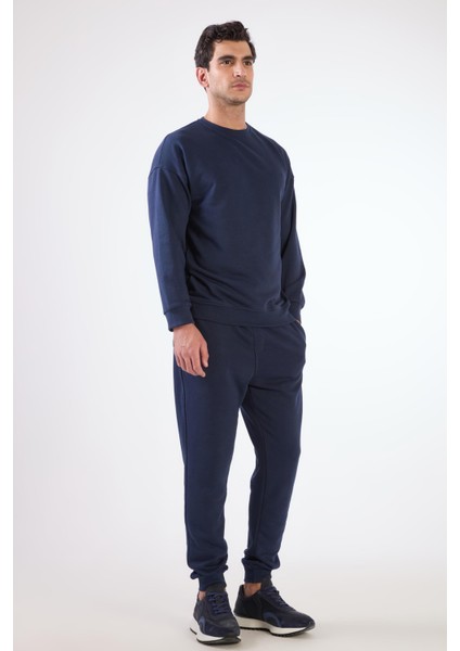 Lacivert Bisiklet Yaka Regular Fit Erkek Sweatshirt indirimleri