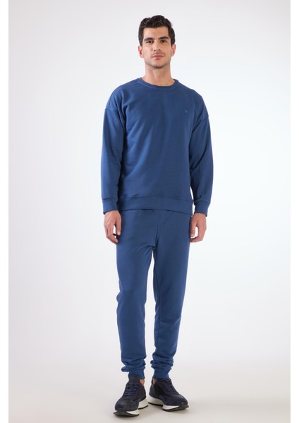 Açık Lacivert Bisiklet Yaka Regular Fit Erkek Sweatshirt fiyatları