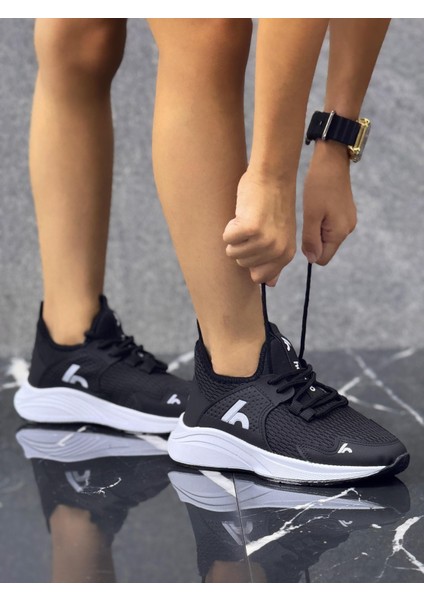Bağcıklı Unisex Çocuk Spor Ayakkabısı-Siyah-Beyaz fiyatları