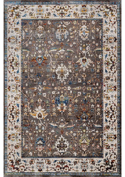 Çerçeveli Krem Pamuk Dikdörtgen Modern Desenli Pamuk Makinada Yıkanabilir Hav Toz Vermez Leke Tutmayan Kaymaz Taban Dijital Makine Baskı Salon Yolluk Mutfak Halı